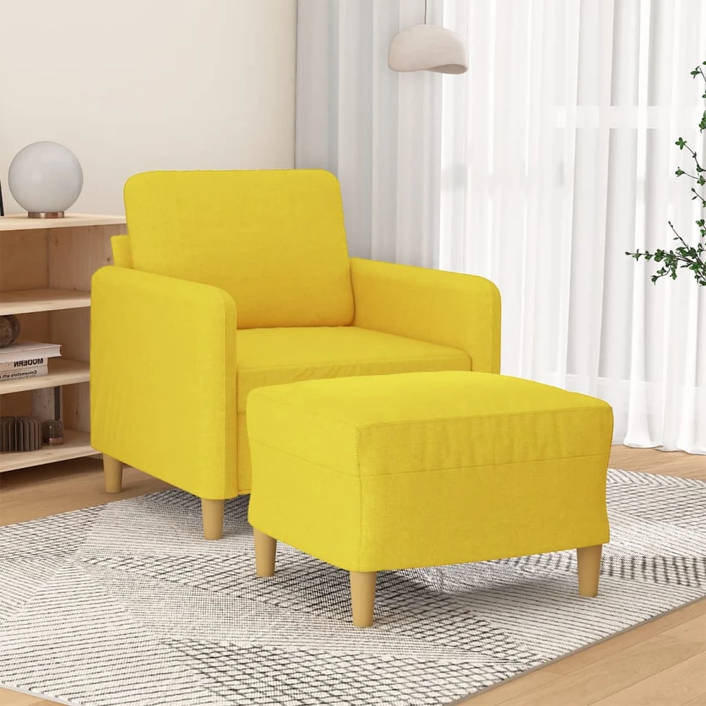 Sofa Krėslas su pakoja, šviesiai geltonos spalvos, 60cm, audinys