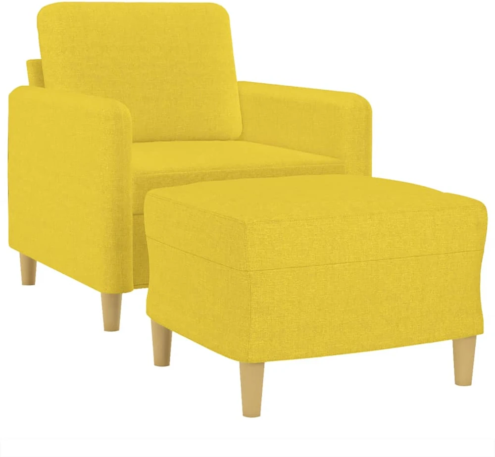 Sofa Krėslas su pakoja, šviesiai geltonos spalvos, 60cm, audinys