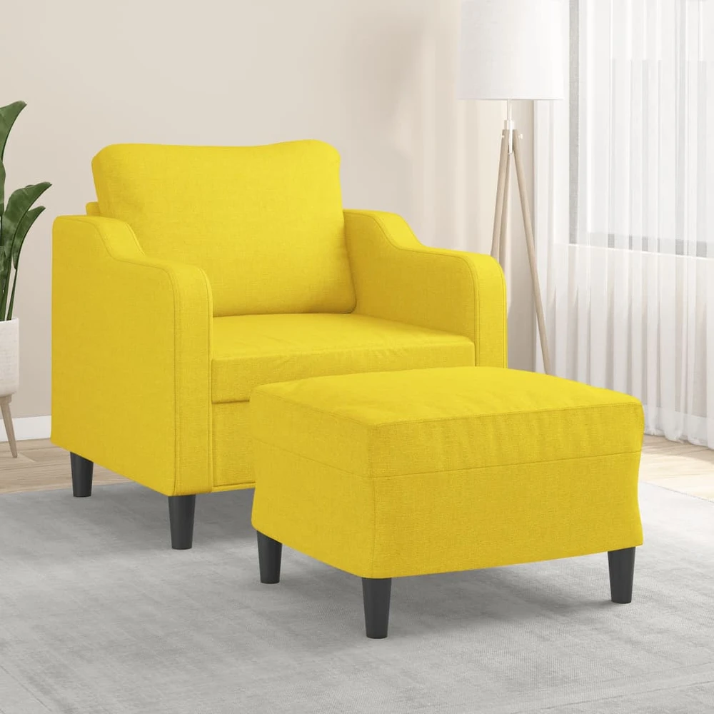 Sofa Krėslas su pakoja, šviesiai geltonos spalvos, 60cm, audinys