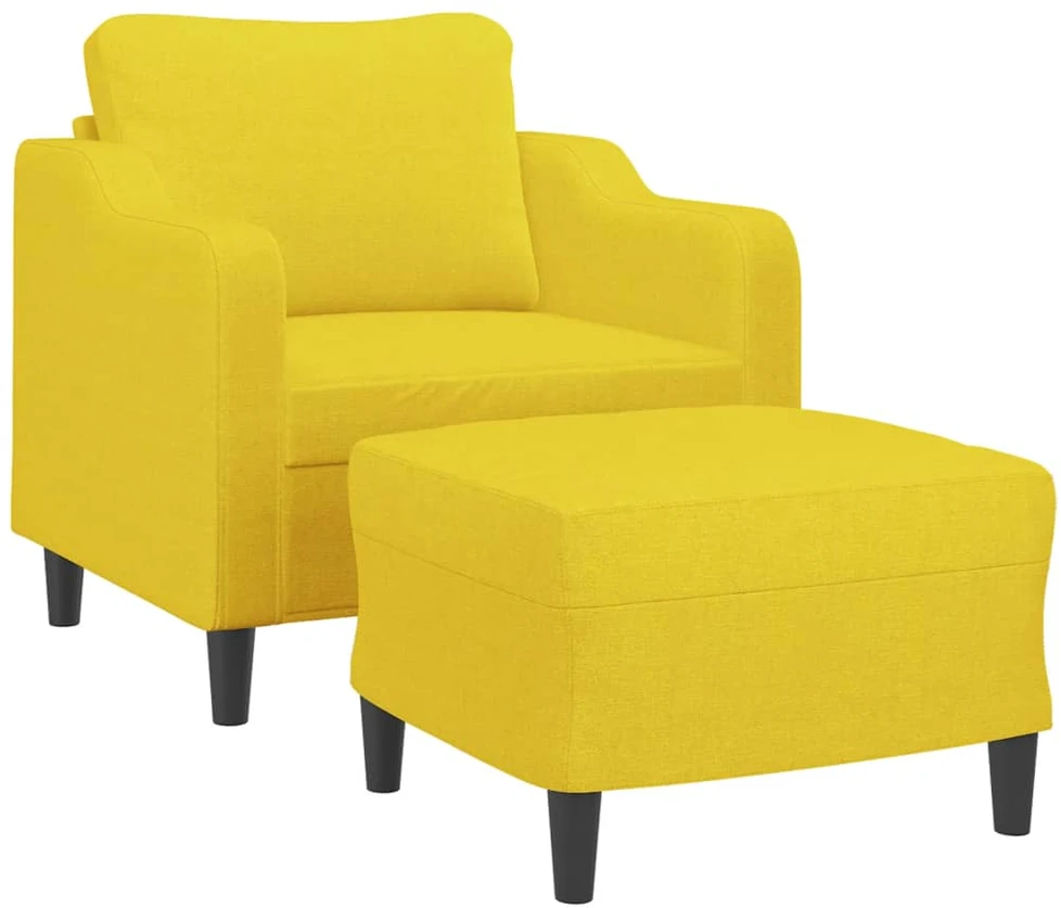 Sofa Krėslas su pakoja, šviesiai geltonos spalvos, 60cm, audinys