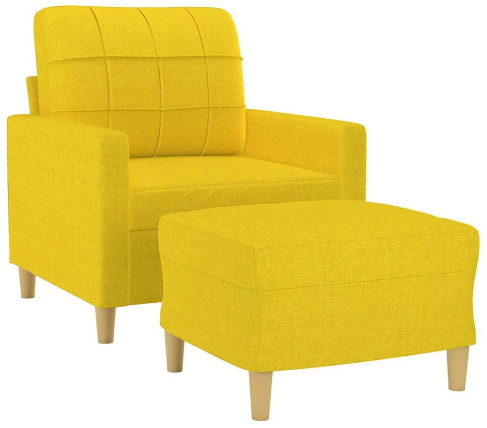 Sofa Krėslas su pakoja, šviesiai geltonos spalvos, 60cm, audinys
