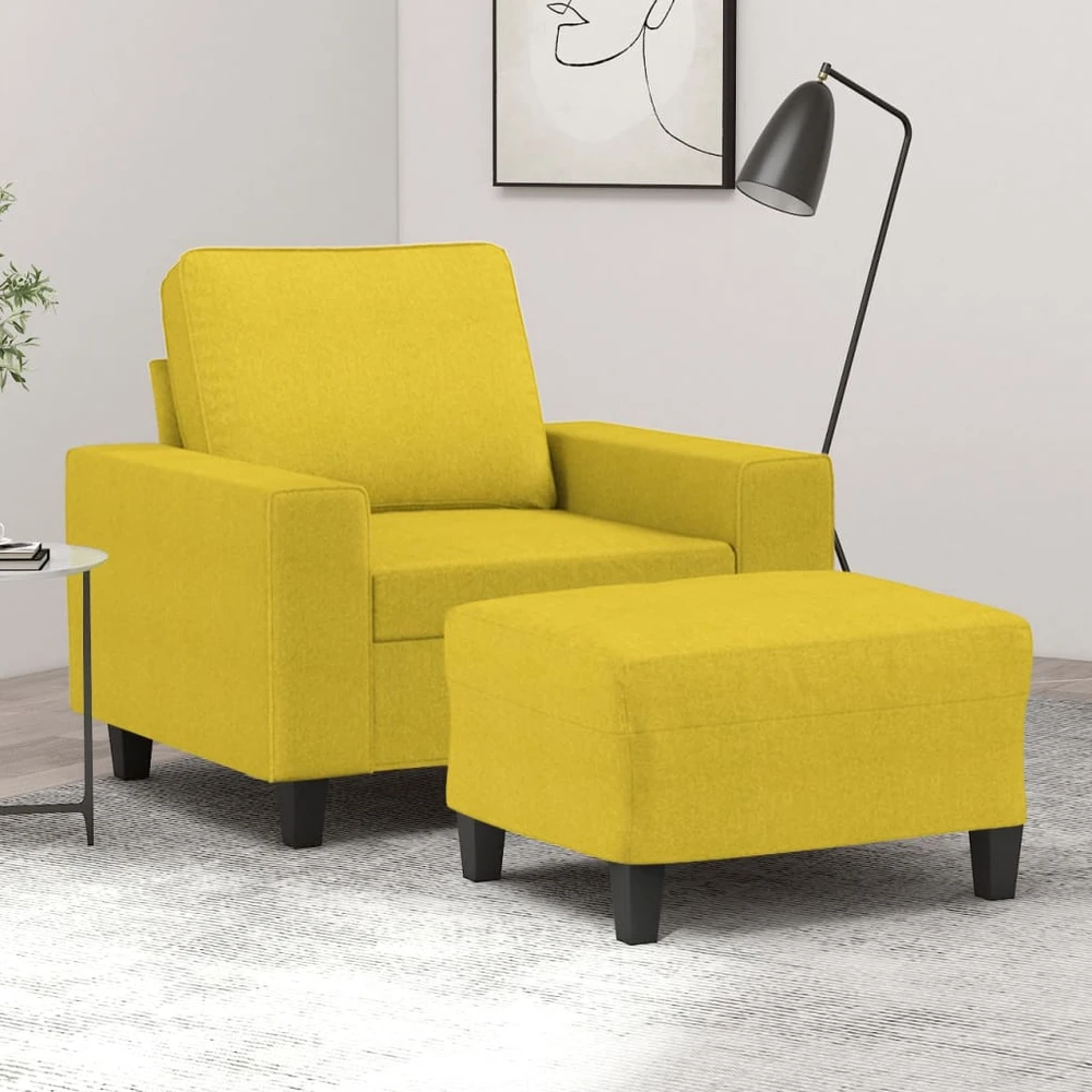 Sofa Krėslas su pakoja, šviesiai geltonos spalvos, 60cm, audinys