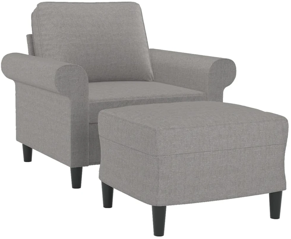 Sofa Krėslas su pakoja, šviesiai pilkos spalvos, 60cm, audinys
