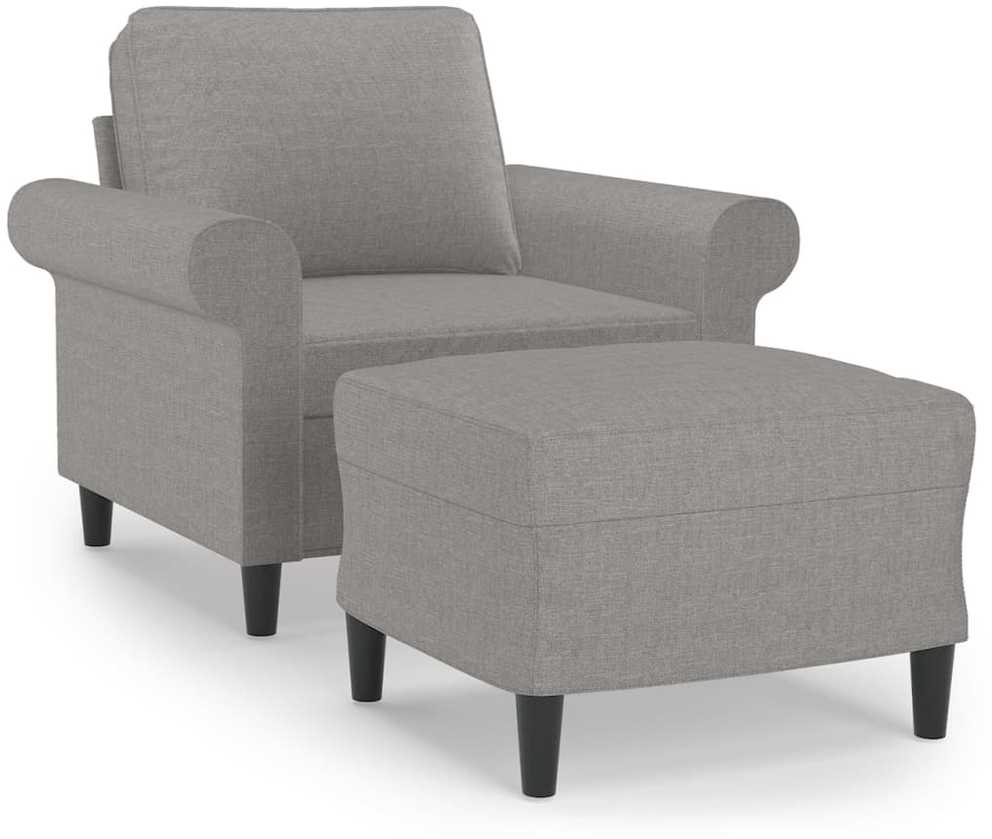 Sofa Krėslas su pakoja, šviesiai pilkos spalvos, 60cm, audinys
