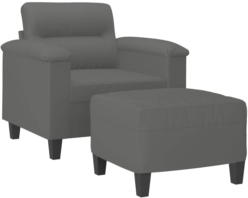 Sofa Krėslas su pakoja, tamsiai pilkas, 60cm, mikropluošto audinys