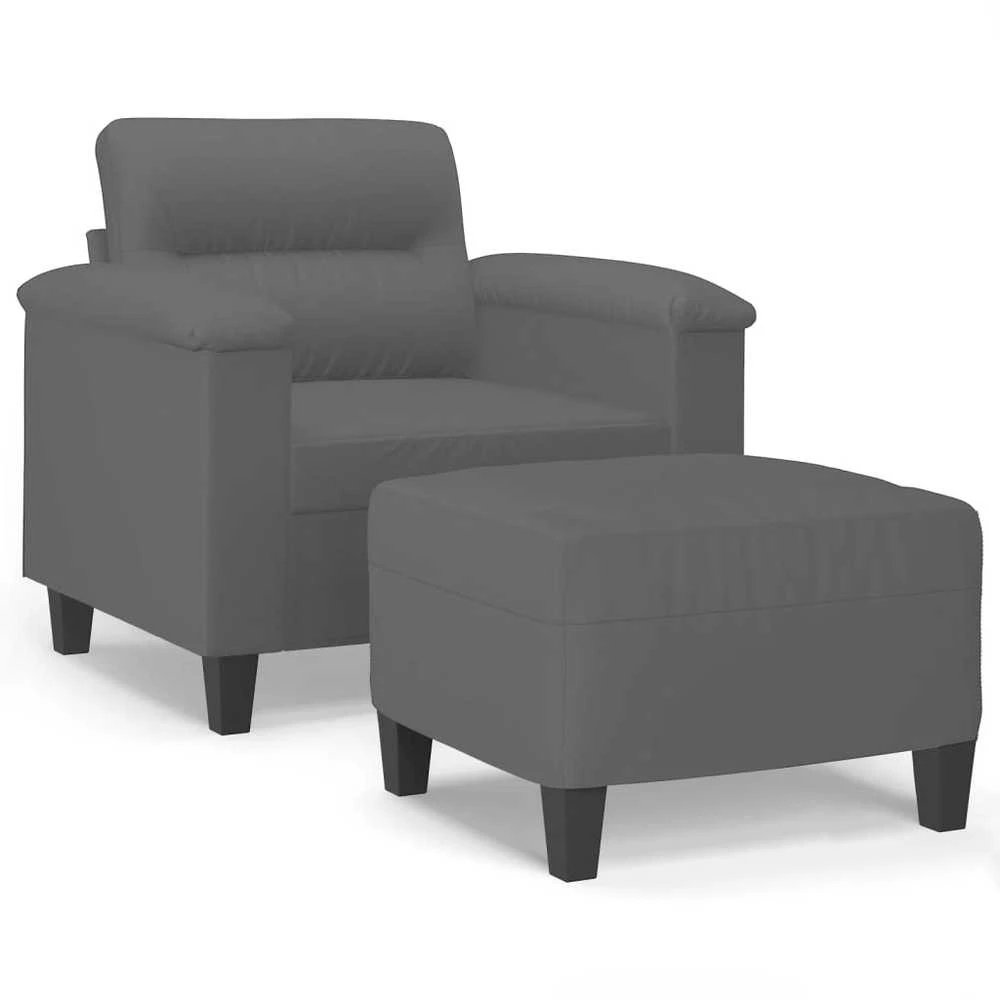 Sofa Krėslas su pakoja, tamsiai pilkas, 60cm, mikropluošto audinys
