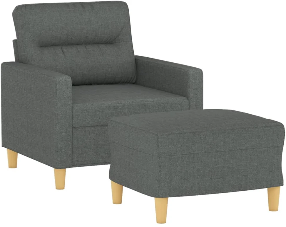 Sofa Krėslas su pakoja, tamsiai pilkos spalvos, 60cm, audinys