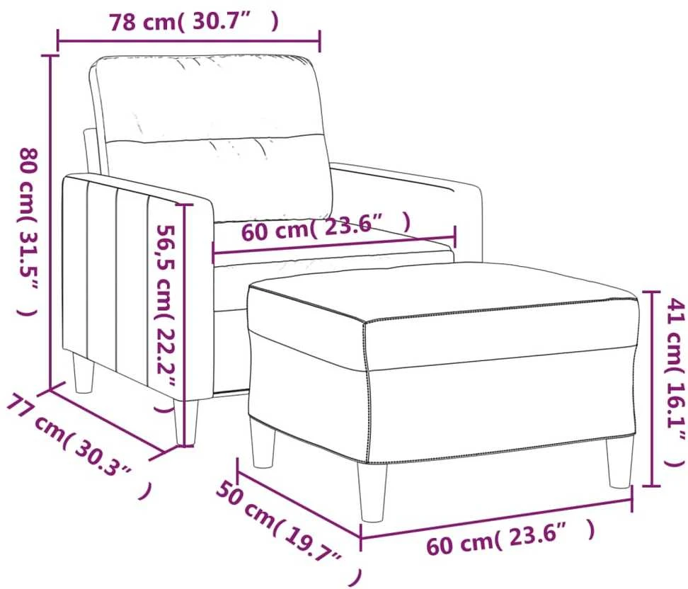 Sofa Krėslas su pakoja, tamsiai pilkos spalvos, 60cm, audinys