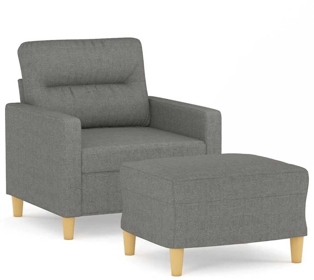 Sofa Krėslas su pakoja, tamsiai pilkos spalvos, 60cm, audinys