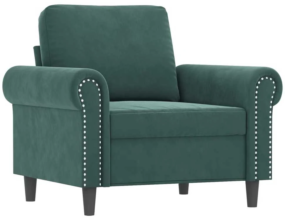 Sofa Krėslas su pakoja, tamsiai žalios spalvos, 60cm, aksomas