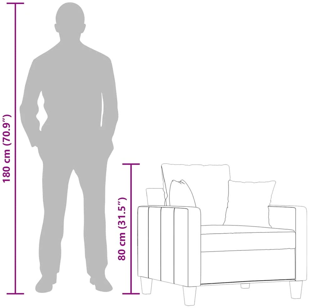Sofa Krėslas, šviesiai geltonos spalvos, 60cm, audinys