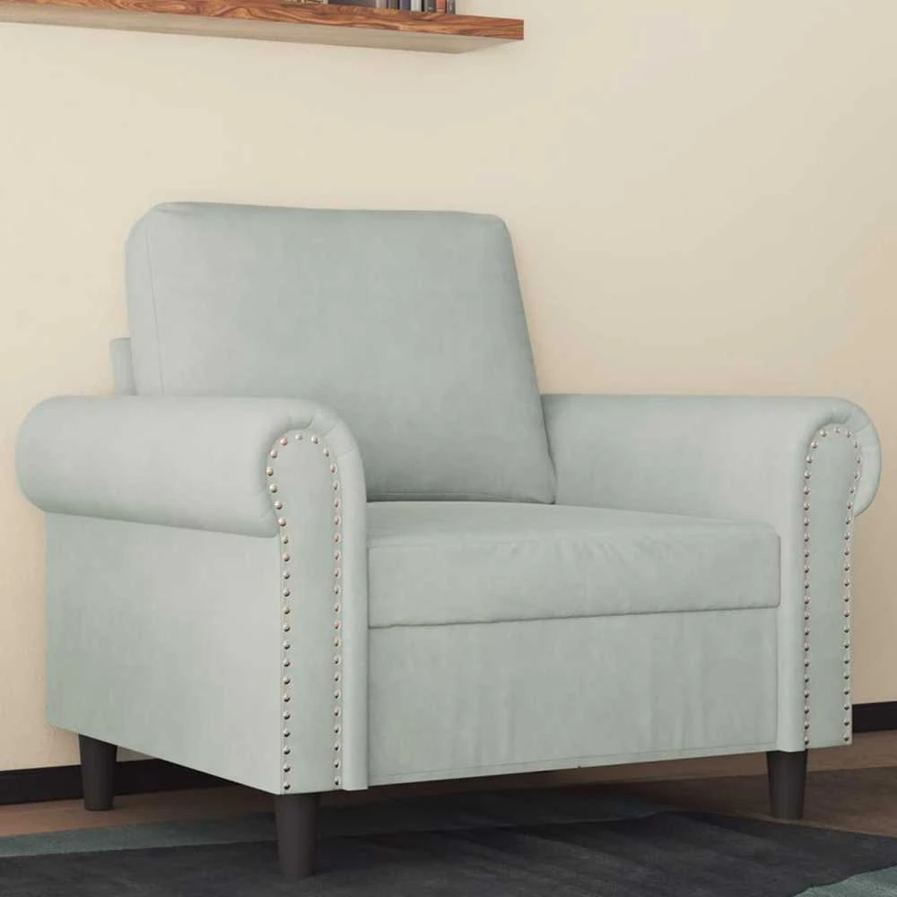 Sofa Krėslas, šviesiai pilkos spalvos, 60cm, aksomas