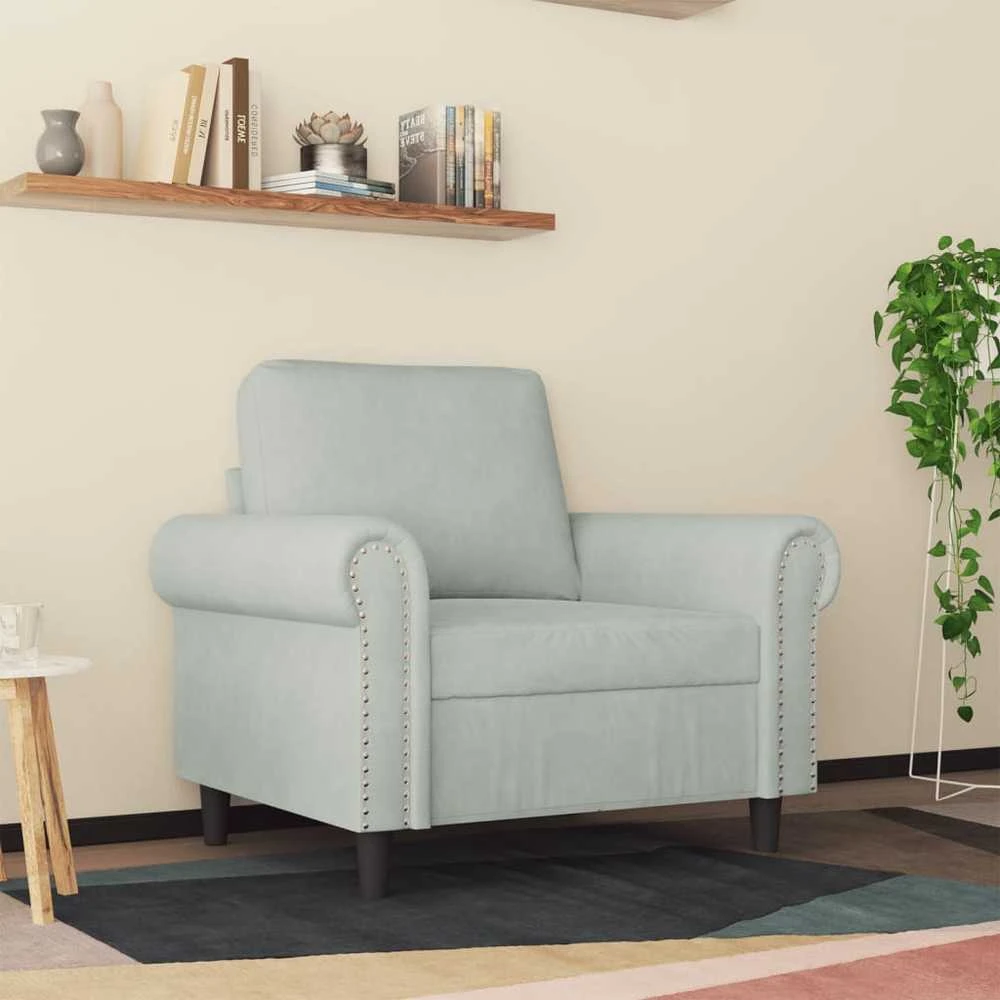 Sofa Krėslas, šviesiai pilkos spalvos, 60cm, aksomas