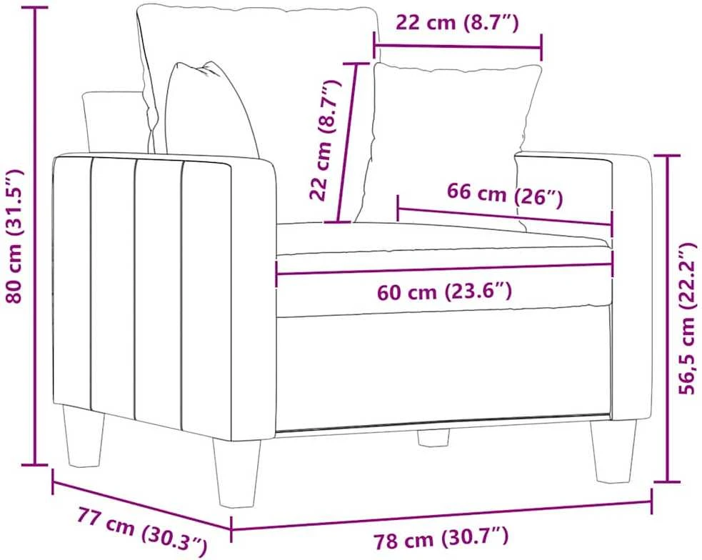 Sofa Krėslas, šviesiai pilkos spalvos, 60cm, audinys