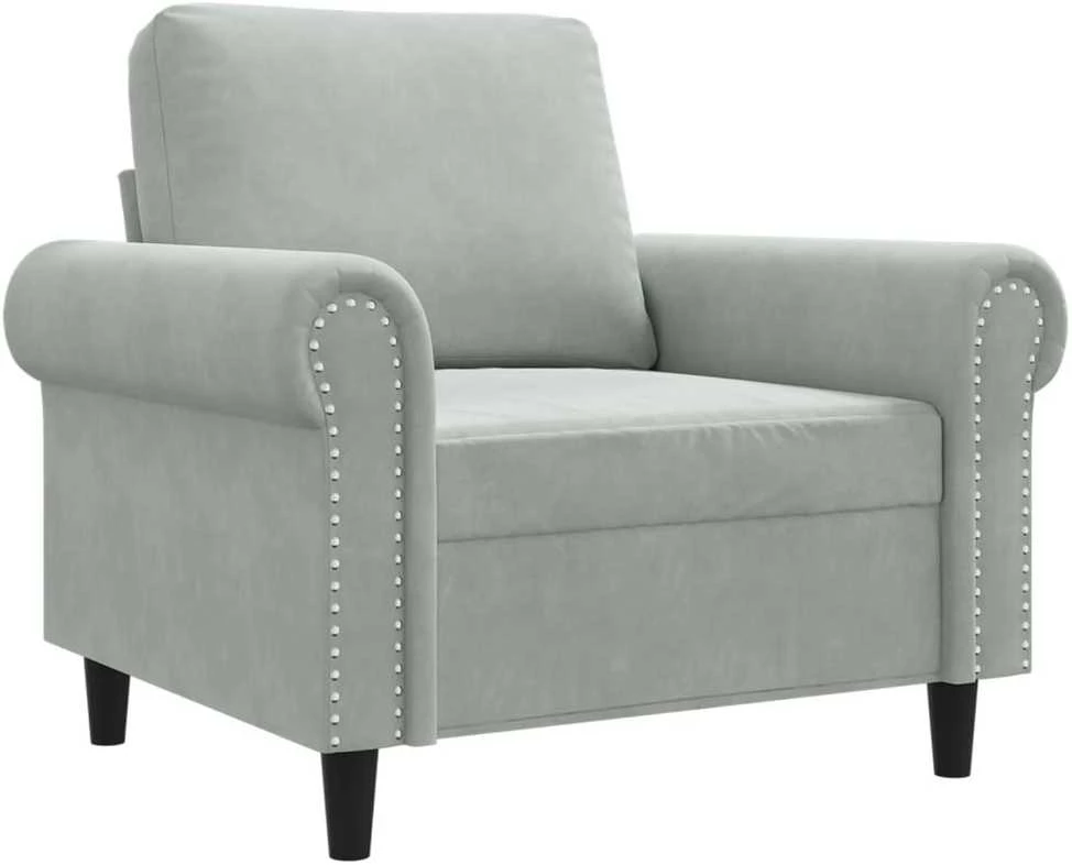 Sofa Krėslas, šviesiai pilkos spalvos, 60cm, aksomas