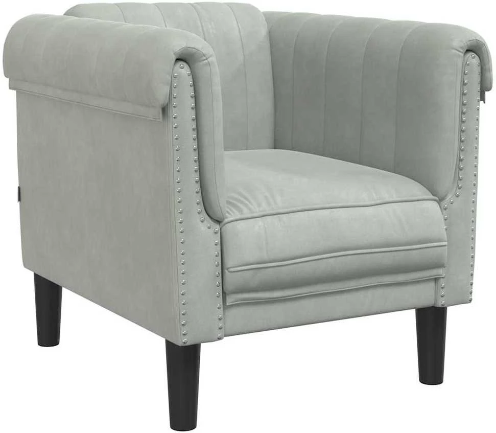 Sofa Krėslas, šviesiai pilkos spalvos, aksomas