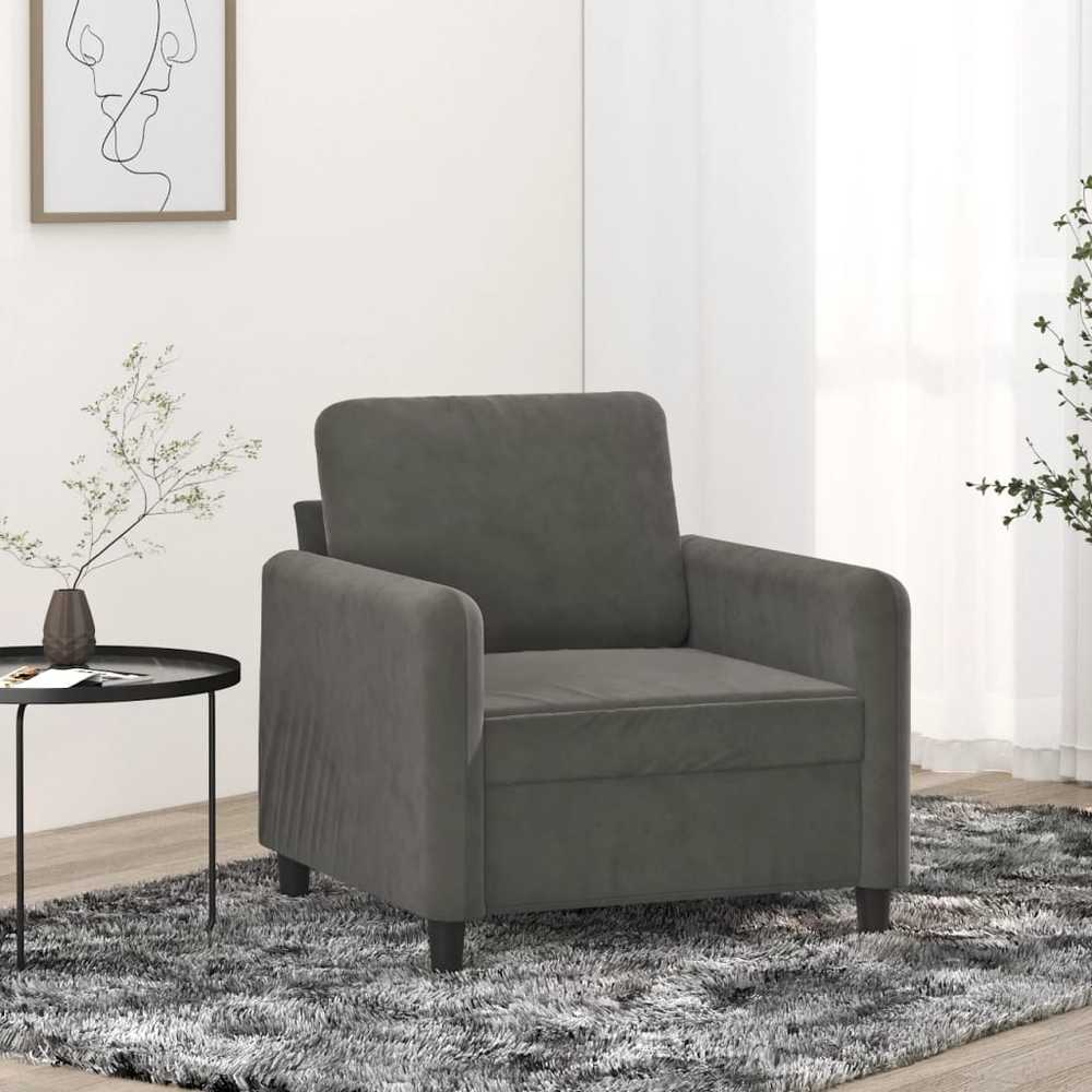 Sofa Krėslas, tamsiai pilkos spalvos, 60cm, aksomas