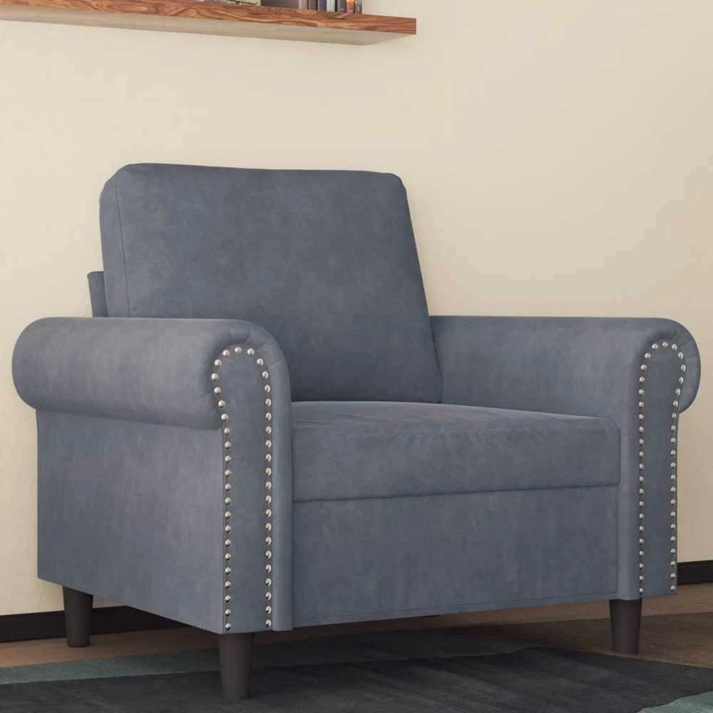 Sofa Krėslas, tamsiai pilkos spalvos, 60cm, aksomas