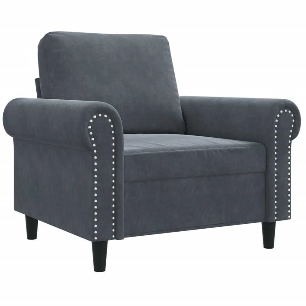 Sofa Krėslas, tamsiai pilkos spalvos, 60cm, aksomas
