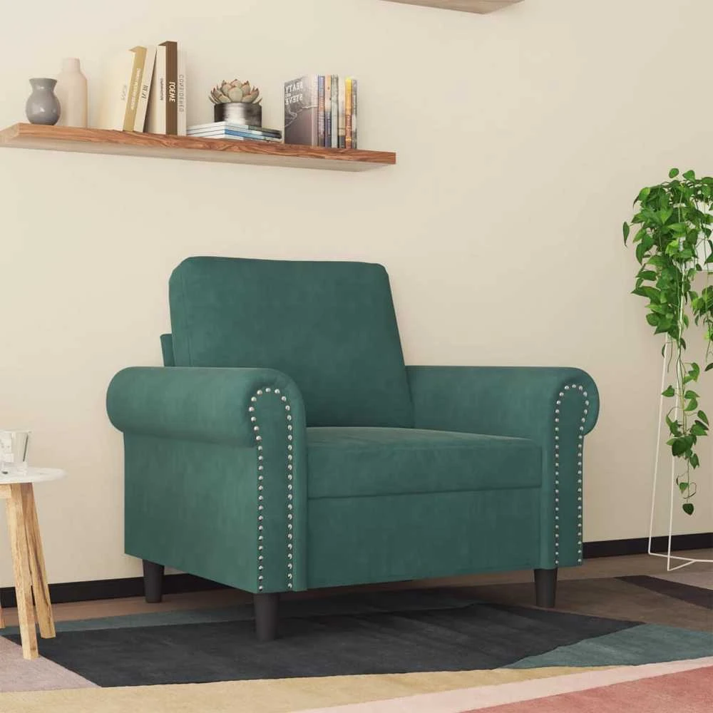 Sofa Krėslas, tamsiai žalios spalvos, 60cm, aksomas