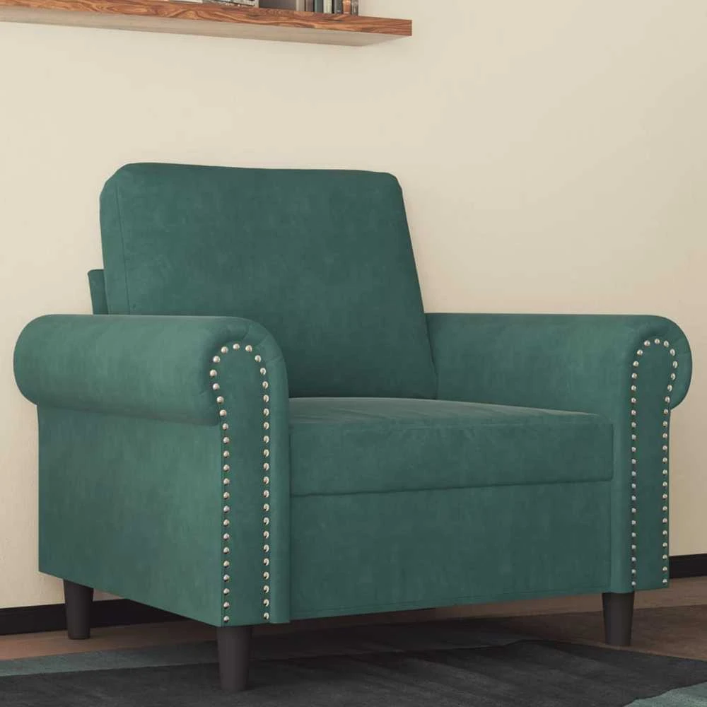 Sofa Krėslas, tamsiai žalios spalvos, 60cm, aksomas