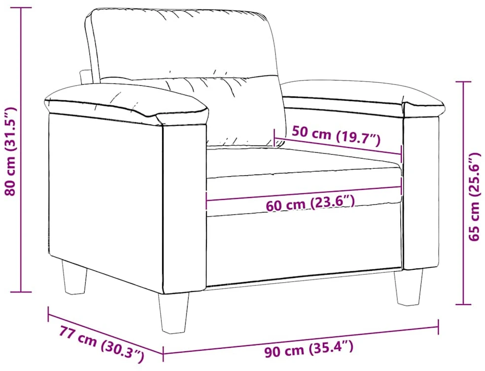 Sofa Krėslas, taupe spalvos, 60cm, mikropluošto audinys
