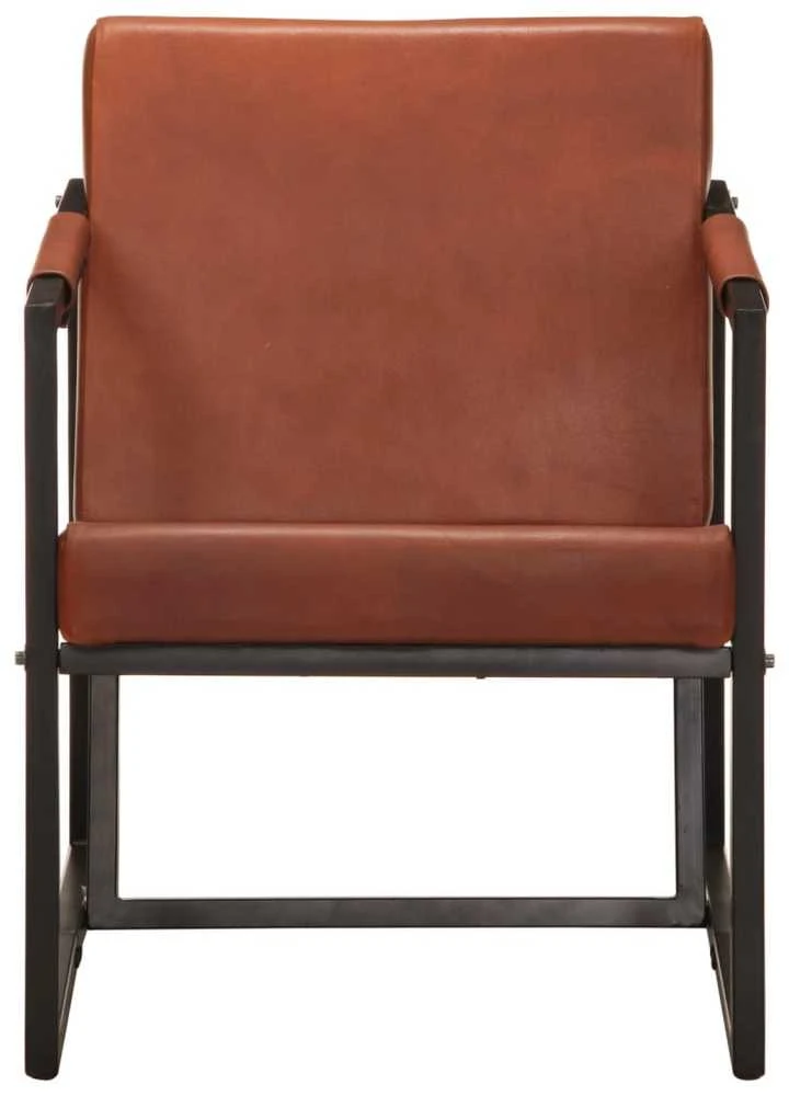 Fotelis Krėslas, tikra oda, rudas