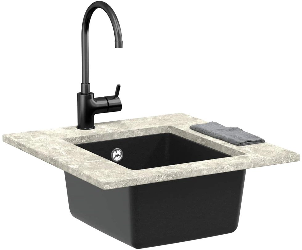 Kriauklė 80% Kvarcas ir 20% Derva 370 x 460 mm Juoda