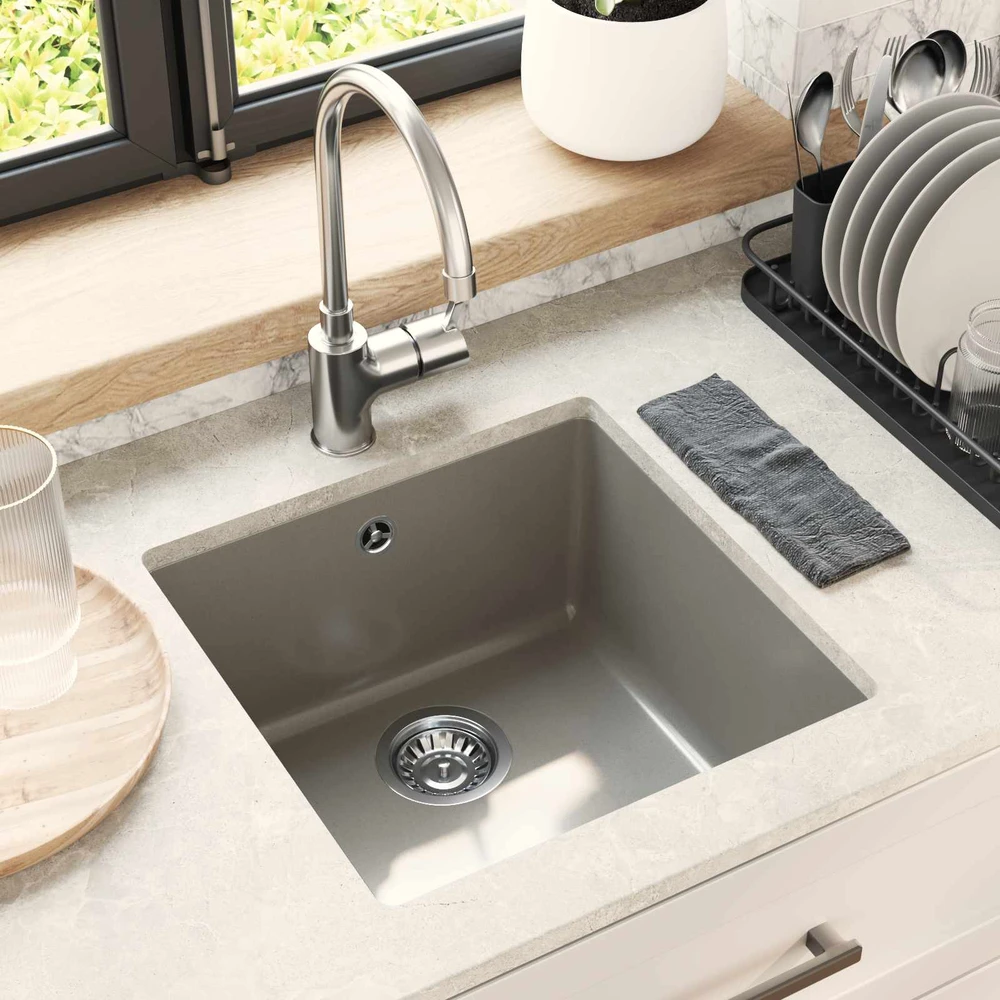 Kriauklė 80% Kvarcas ir 20% Derva 430 x 460 mm Pilka