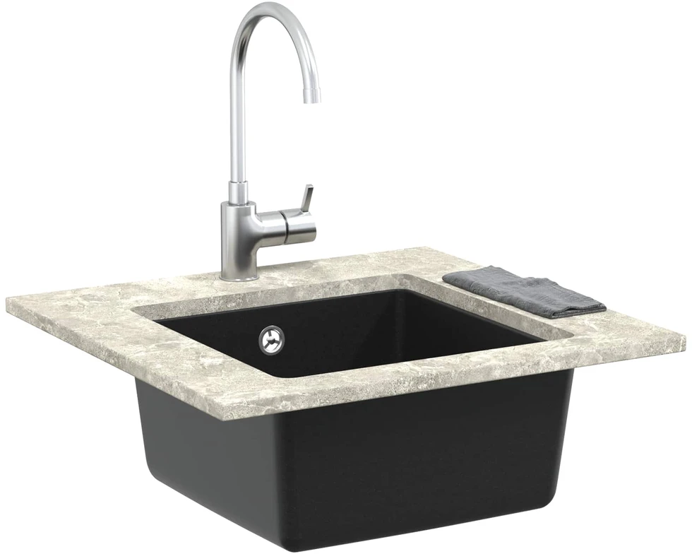 Kriauklė 80% Kvarcas ir 20% Derva 430 x 460 mm Juoda