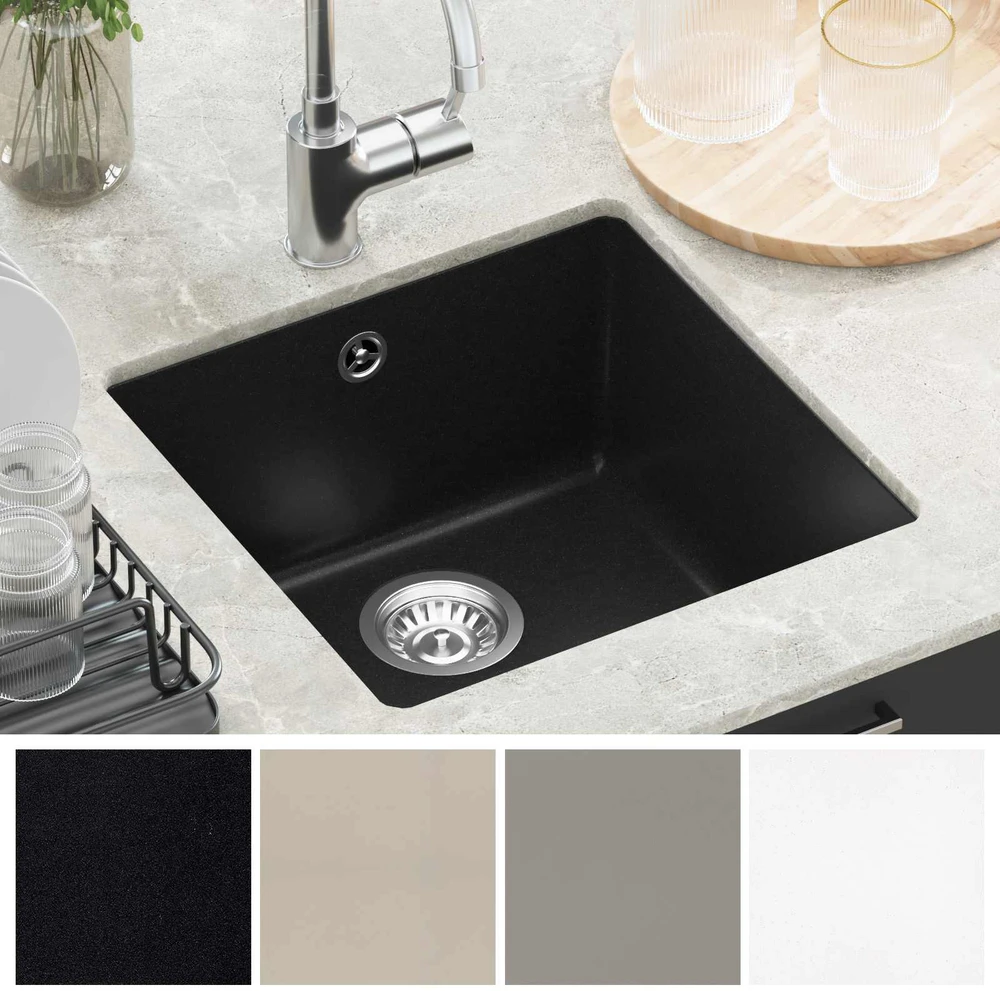 Kriauklė 80% Kvarcas ir 20% Derva 430 x 460 mm Juoda