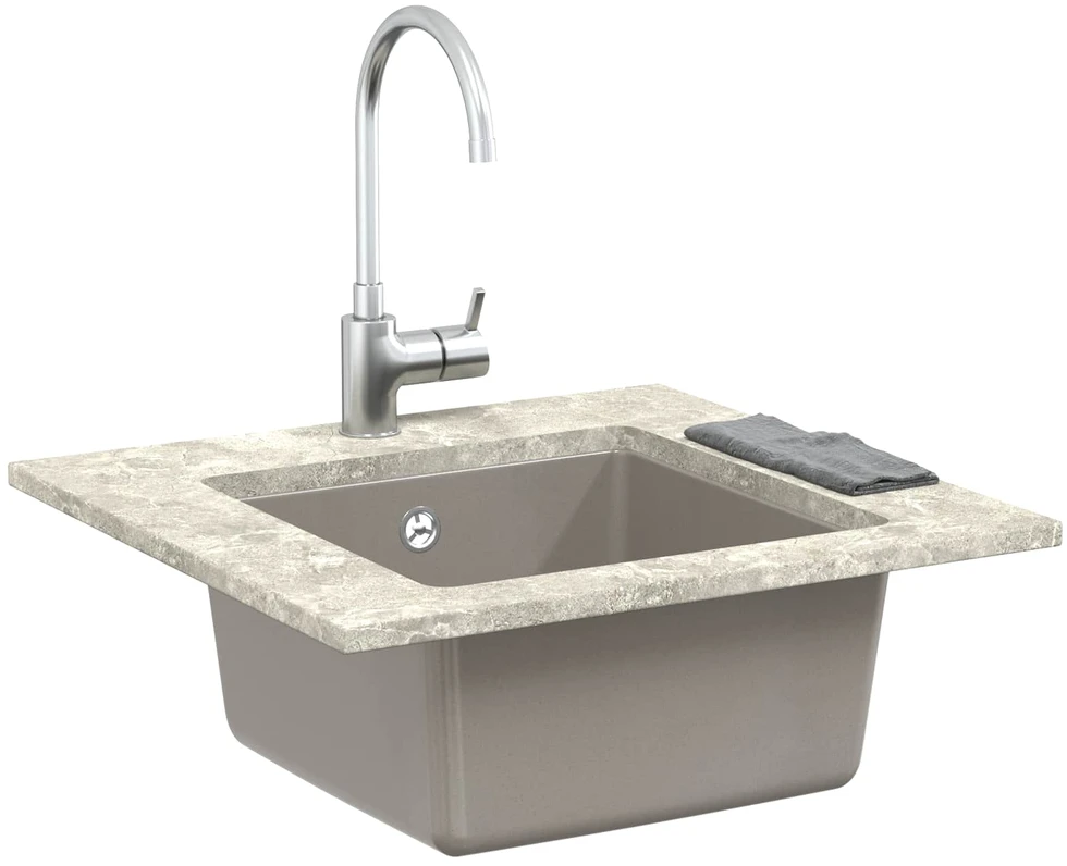 Kriauklė 80% Kvarcas ir 20% Derva 430 x 460 mm Pilka