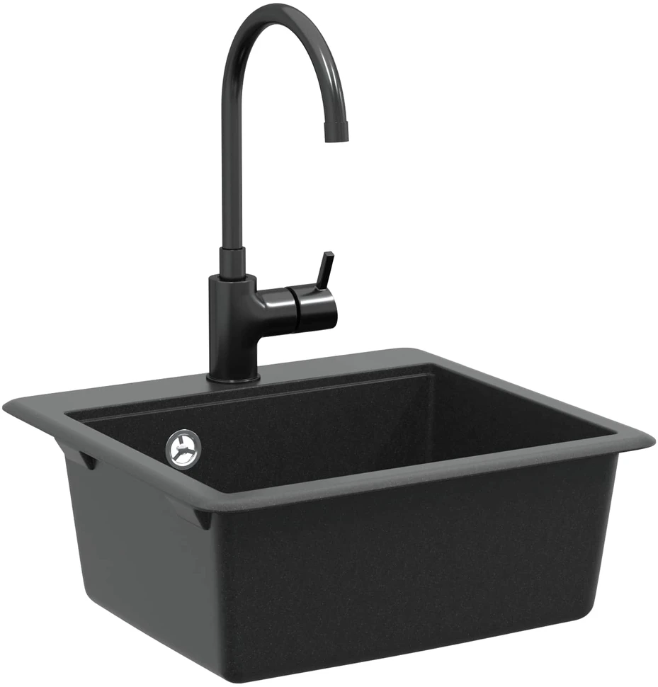 Kriauklė 80% Kvarcas ir 20% Derva 470 x 440 mm Juoda