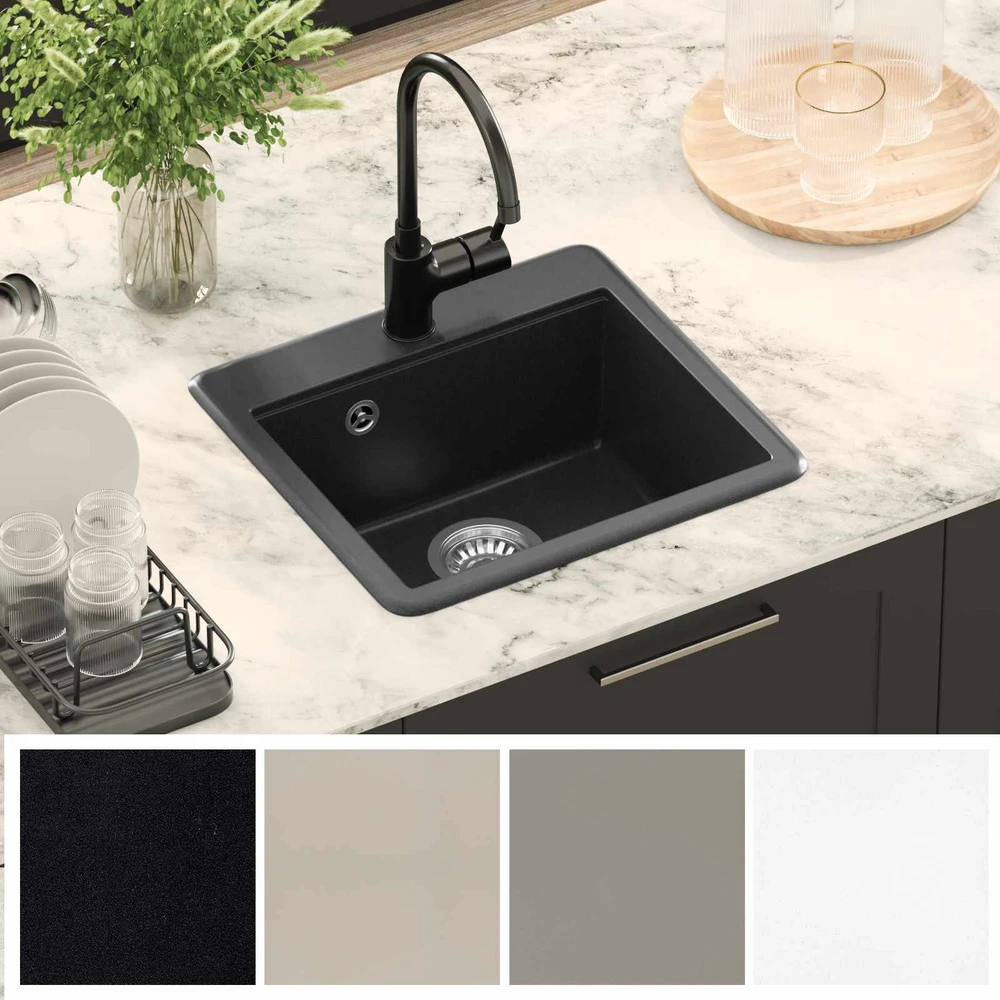 Kriauklė 80% Kvarcas ir 20% Derva 470 x 440 mm Juoda