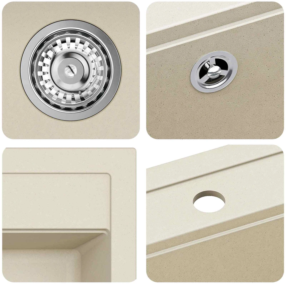 Kriauklė 80% Kvarcas ir 20% Derva 470 x 440 mm Smėlio