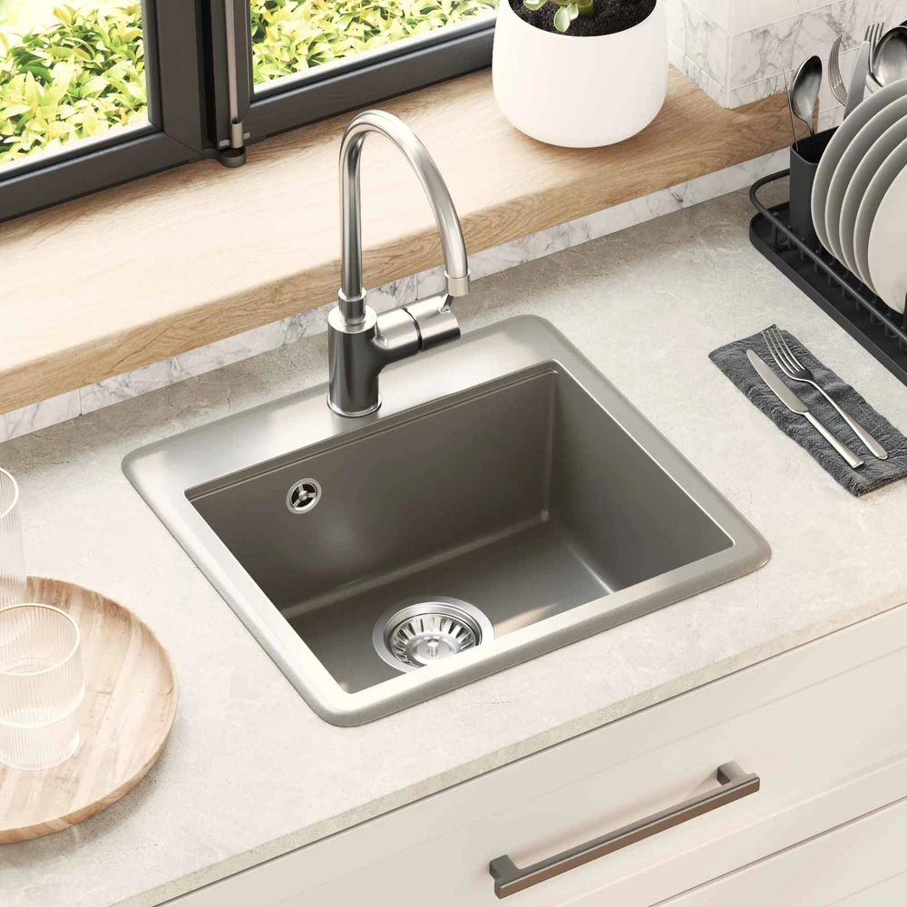 Kriauklė 80% Kvarcas ir 20% Derva 470 x 440 mm Pilka