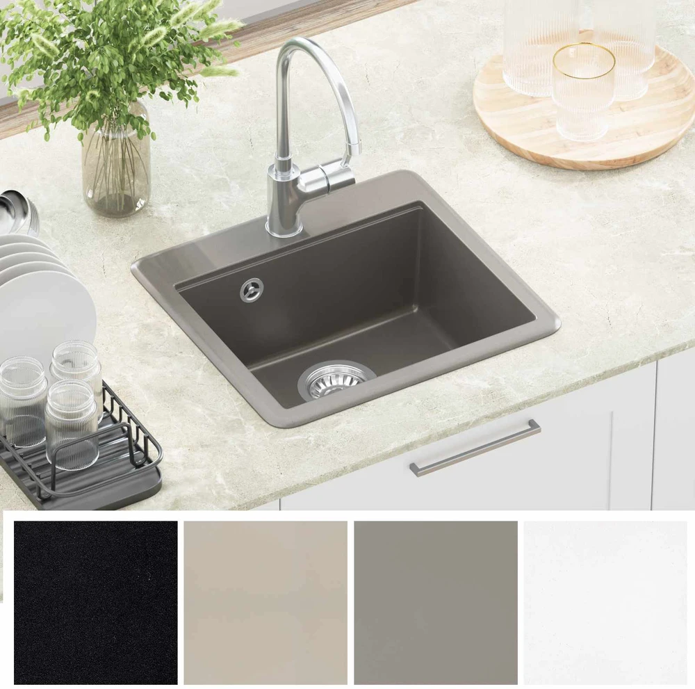 Kriauklė 80% Kvarcas ir 20% Derva 470 x 440 mm Pilka