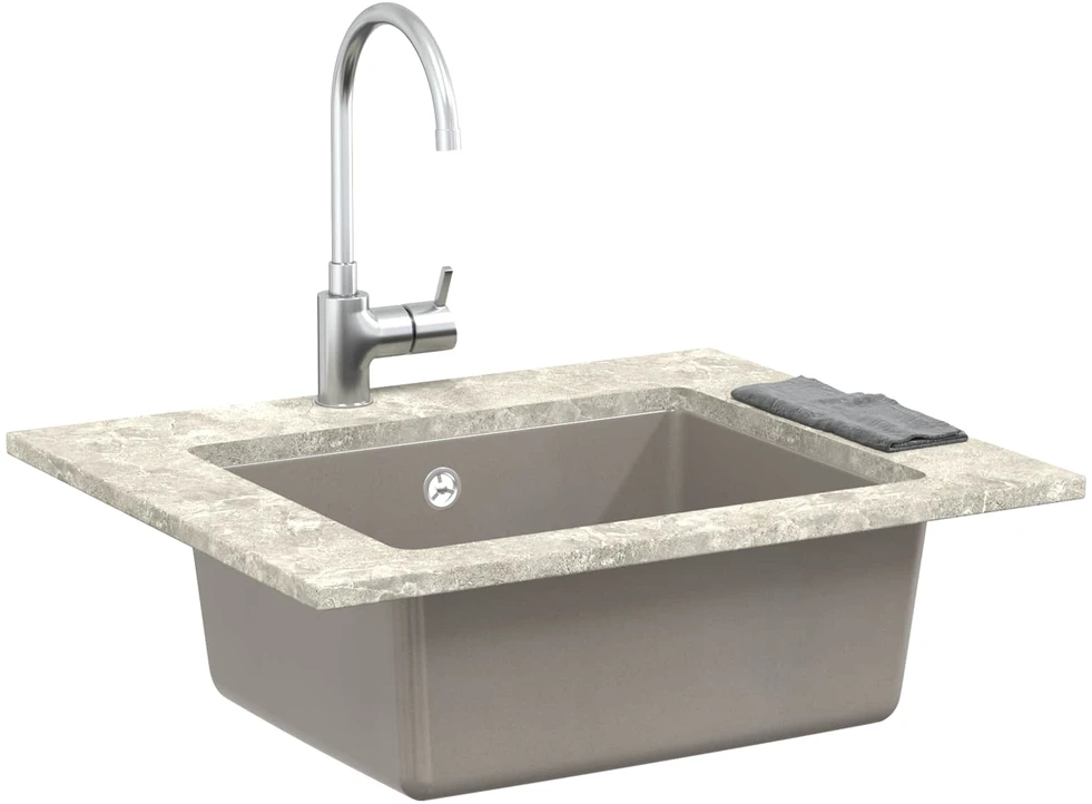 Kriauklė 80% Kvarcas ir 20% Derva 530 x 460 mm Pilka