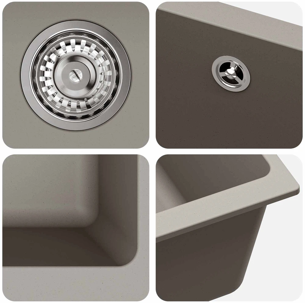 Kriauklė 80% Kvarcas ir 20% Derva 530 x 460 mm Pilka