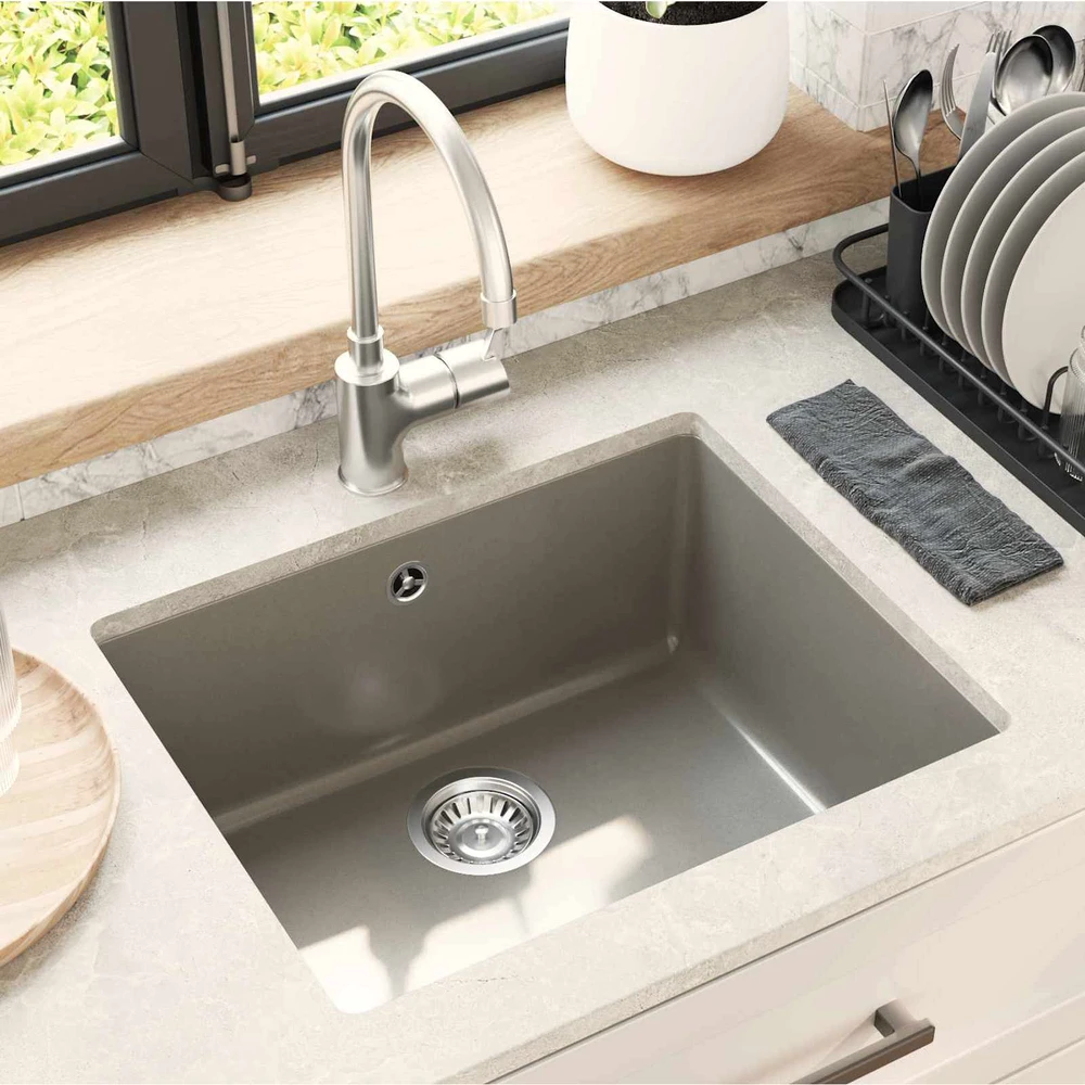 Kriauklė 80% Kvarcas ir 20% Derva 530 x 460 mm Pilka