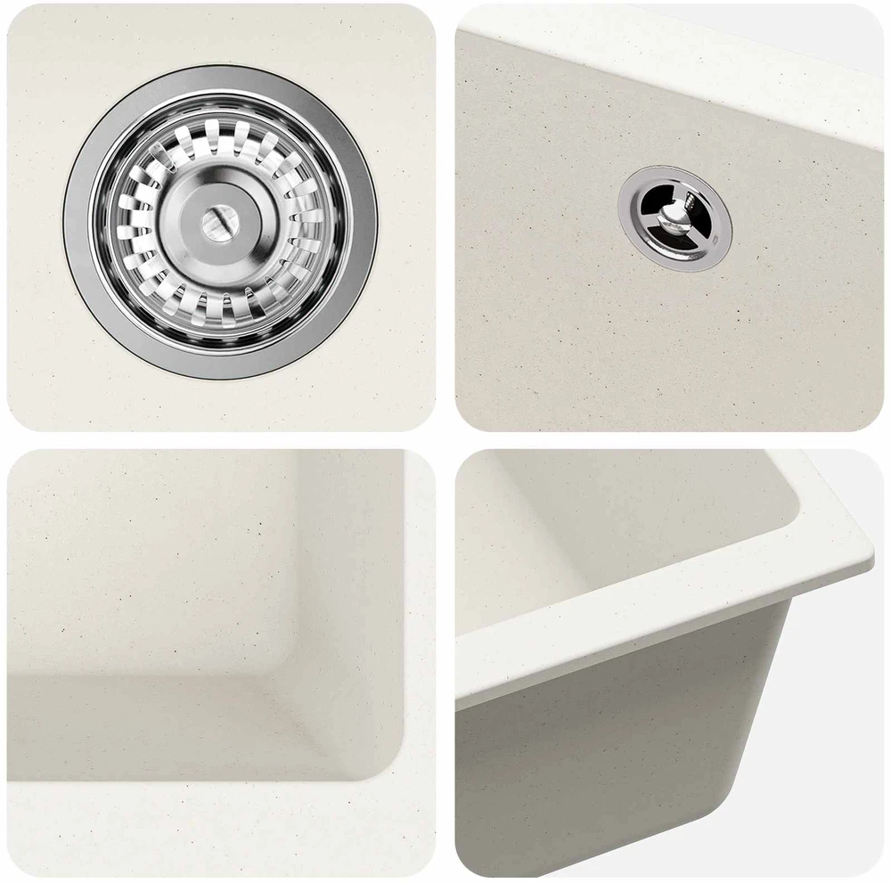 Kriauklė 80% Kvarcas ir 20% Derva 530 x 460 mm Balta