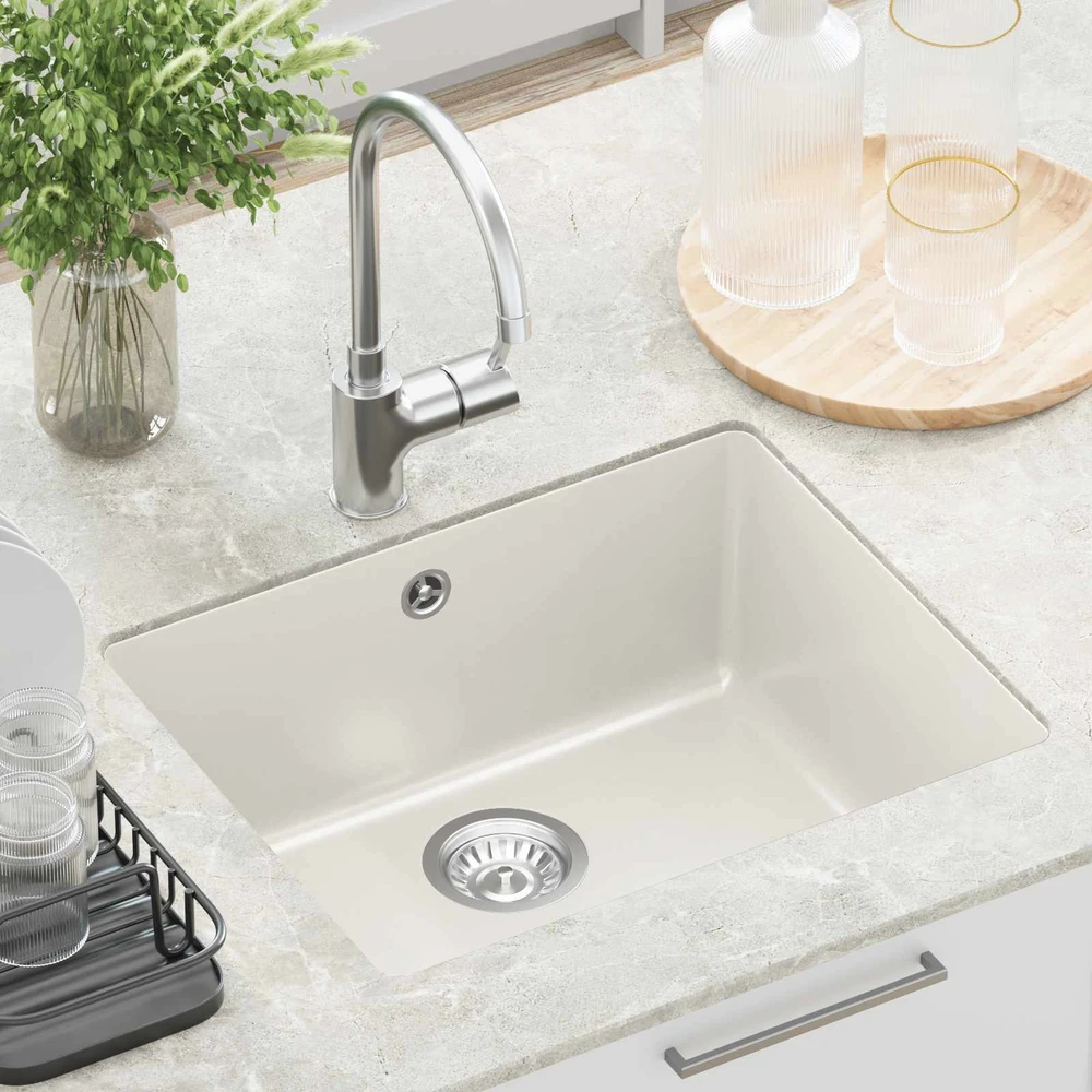 Kriauklė 80% Kvarcas ir 20% Derva 530 x 460 mm Balta