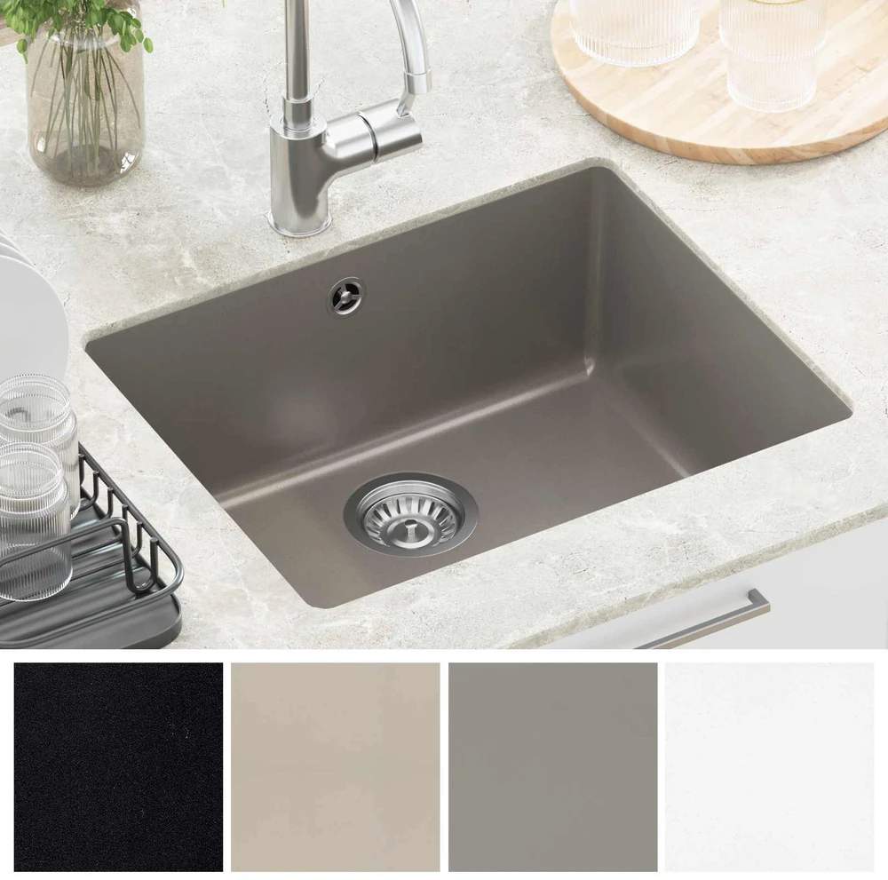 Kriauklė 80% Kvarcas ir 20% Derva 530 x 460 mm Pilka