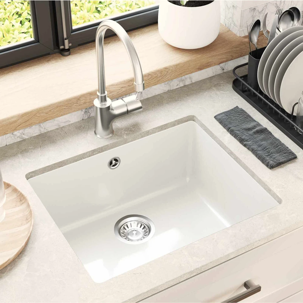 Kriauklė 80% Kvarcas ir 20% Derva 530 x 460 mm Balta