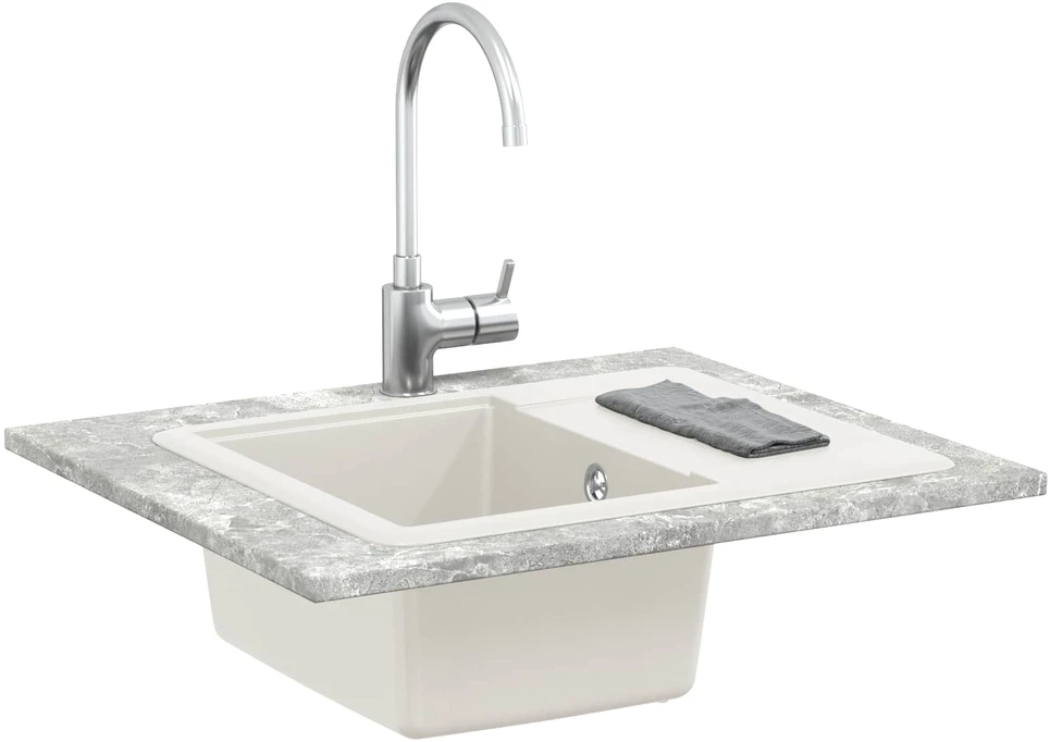 Kriauklė 80% Kvarcas ir 20% Derva 560 x 460 mm Balta