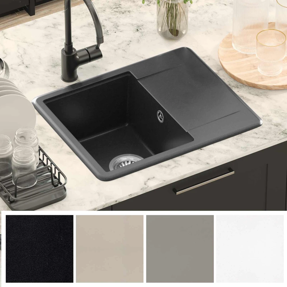 Kriauklė 80% Kvarcas ir 20% Derva 560 x 460 mm Juoda