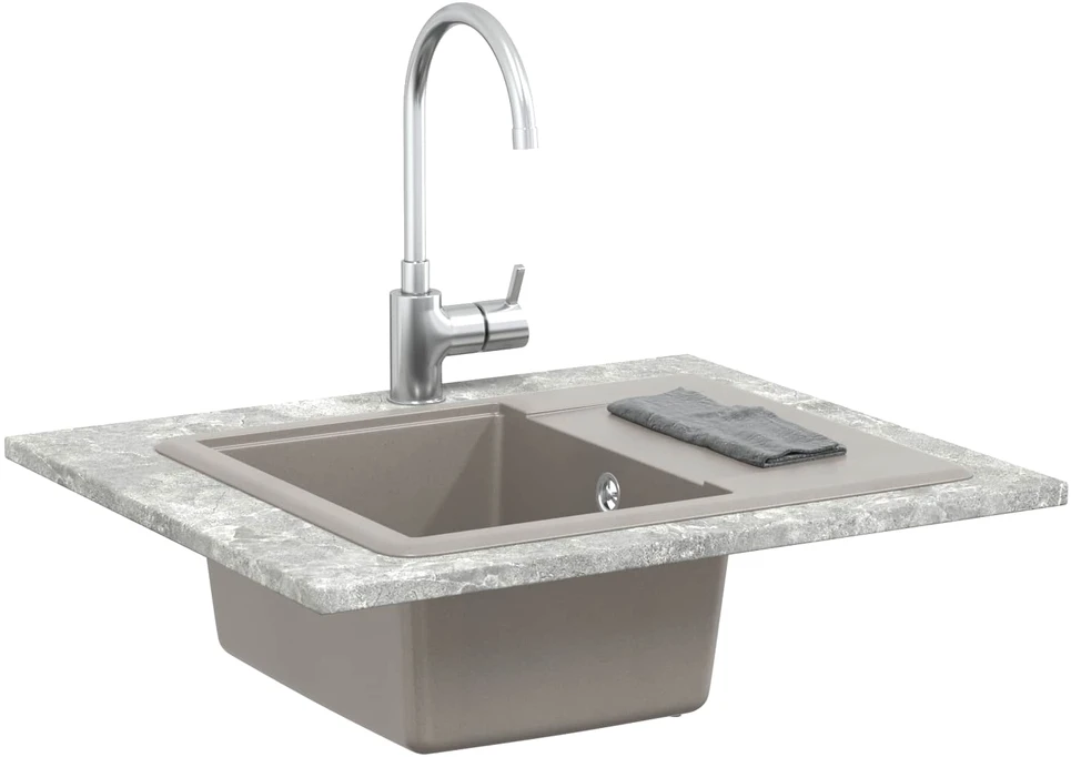 Kriauklė 80% Kvarcas ir 20% Derva 560 x 460 mm Pilka