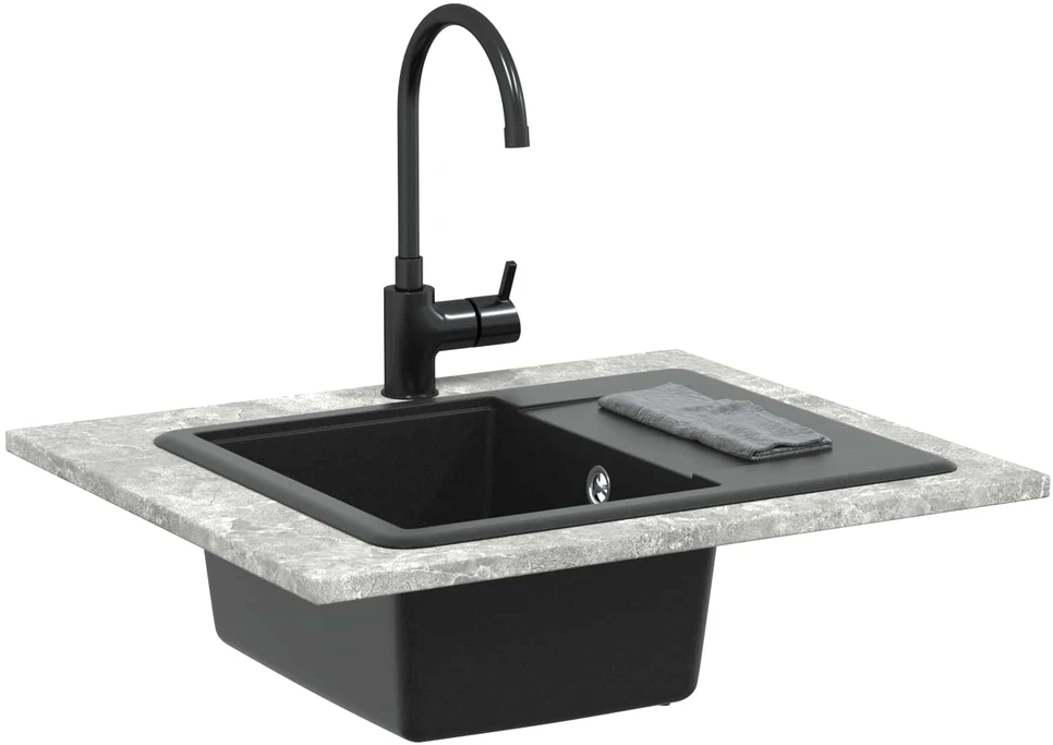 Kriauklė 80% Kvarcas ir 20% Derva 560 x 460 mm Juoda