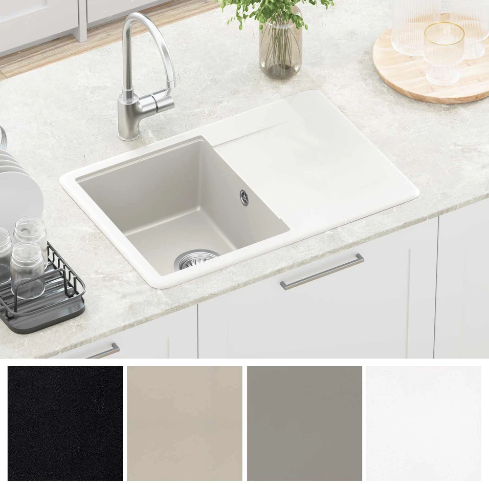 Kriauklė 80% Kvarcas ir 20% Derva 670 x 460 mm Balta