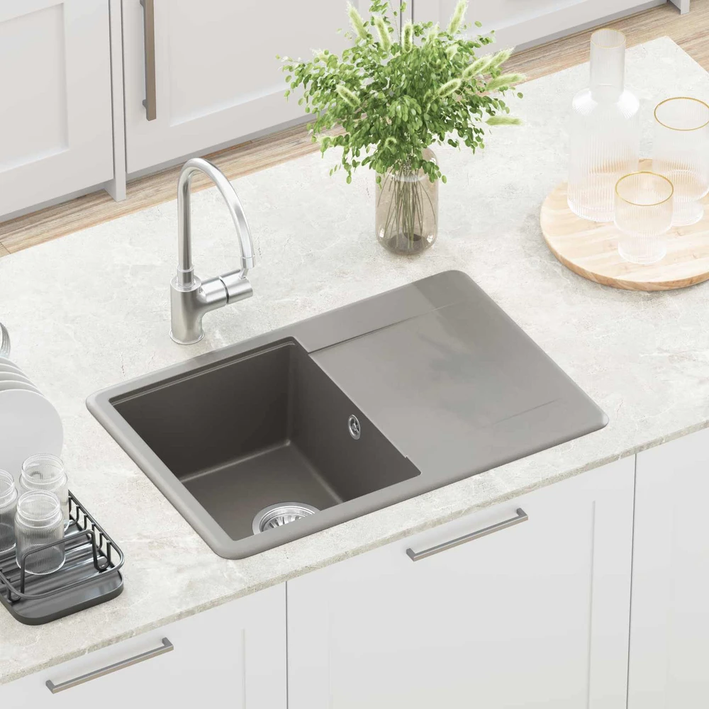 Kriauklė 80% Kvarcas ir 20% Derva 670 x 460 mm Pilka